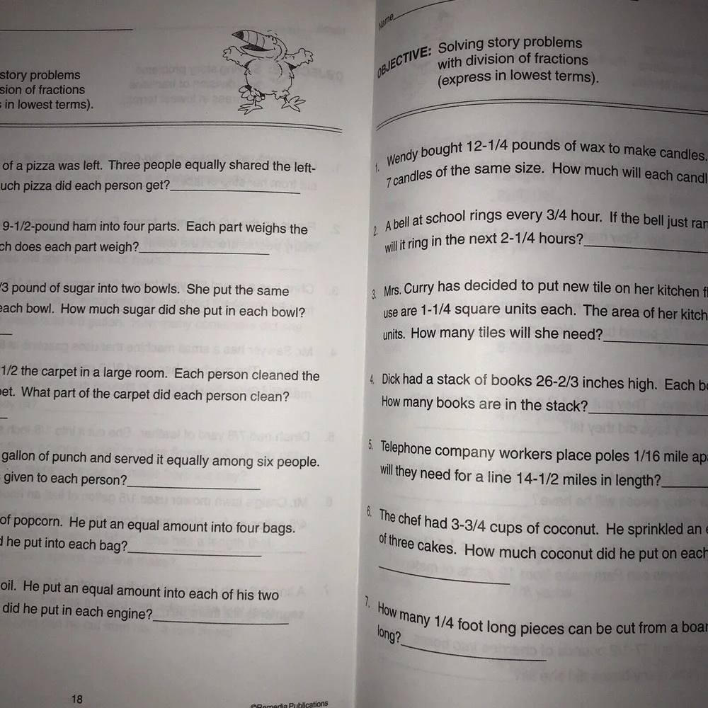 Dividing Fractions Grades 3-6 Remedia‎ Publications 538 H